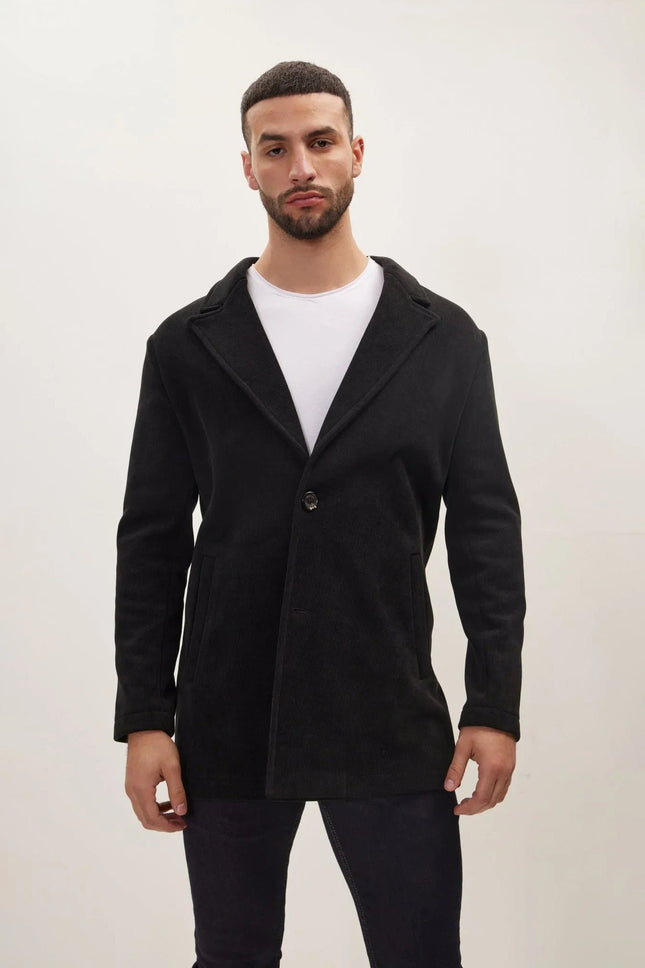 Men's Relaxed Corduroy Chore Coat - Black | Ron Tomson