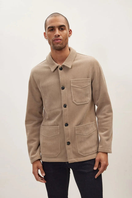 Men's Relaxed Corduroy Chore Coat - Beige | Ron Tomson