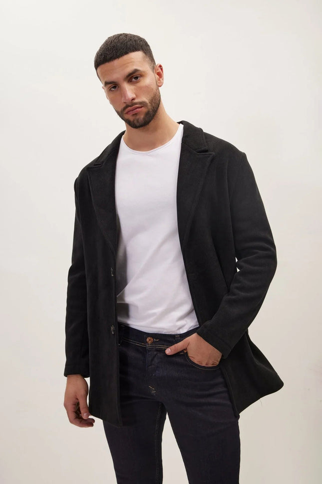Men's Relaxed Corduroy Chore Coat - Black | Ron Tomson