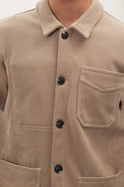 Men's Relaxed Corduroy Chore Coat - Beige | Ron Tomson
