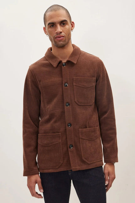Men's Relaxed Corduroy Chore Coat - Brown | Ron Tomson