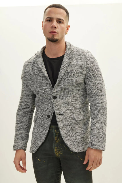 Men's Shawl Collar Cardigan - White Black | Ron Tomson