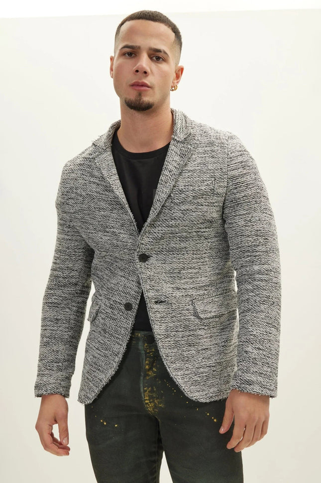 Men's Shawl Collar Cardigan - White Black | Ron Tomson