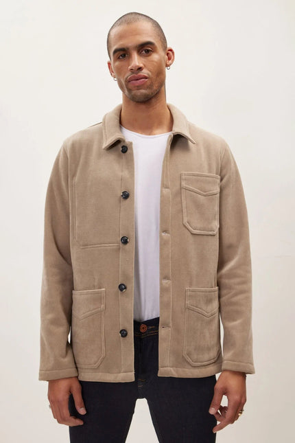 Men's Relaxed Corduroy Chore Coat - Beige | Ron Tomson
