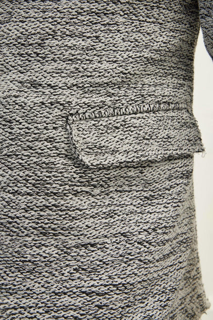 Men's Shawl Collar Cardigan - White Black | Ron Tomson