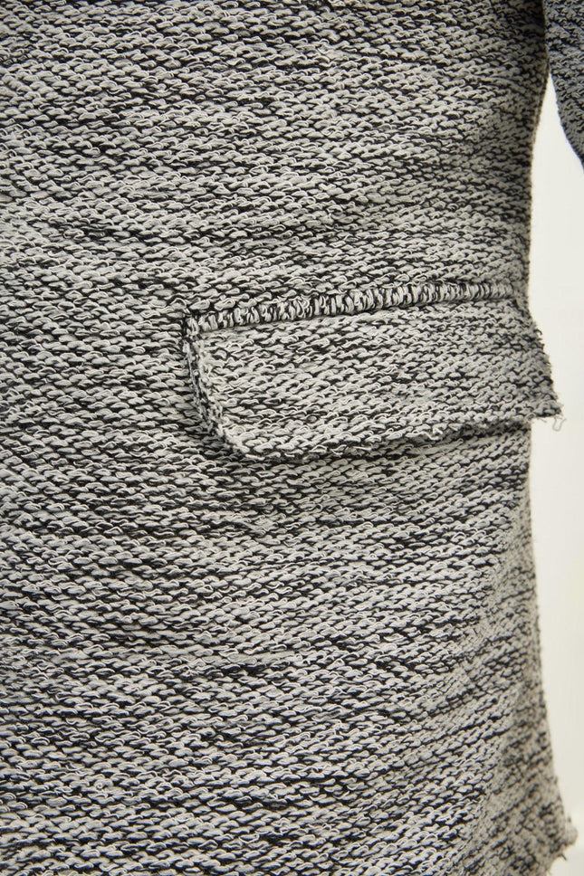 Men's Shawl Collar Cardigan - White Black | Ron Tomson