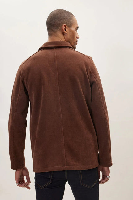 Men's Relaxed Corduroy Chore Coat - Brown | Ron Tomson