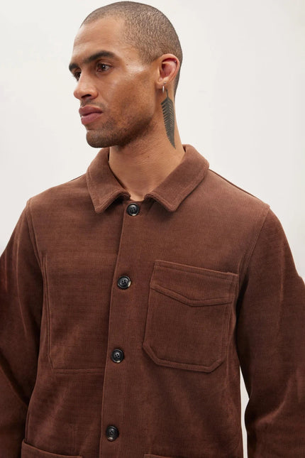 Men's Relaxed Corduroy Chore Coat - Brown | Ron Tomson
