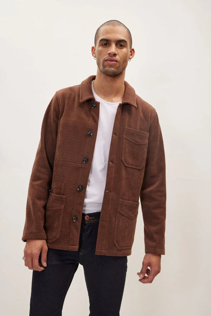 Men's Relaxed Corduroy Chore Coat - Brown | Ron Tomson