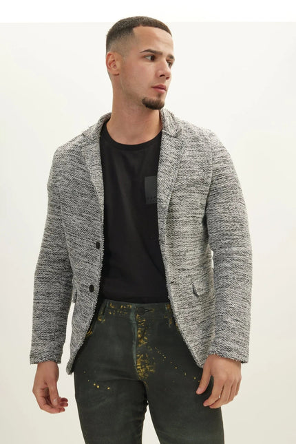 Men's Shawl Collar Cardigan - White Black | Ron Tomson