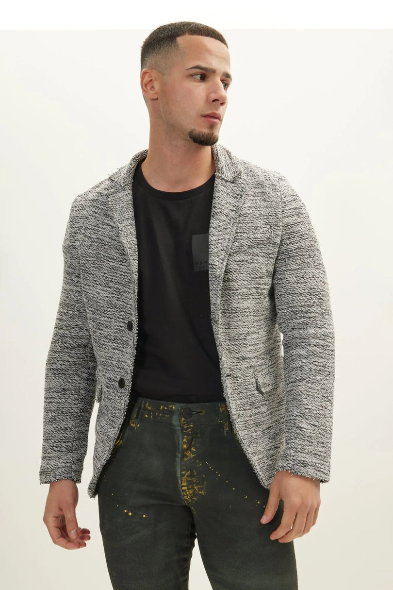 Men's Shawl Collar Cardigan - White Black | Ron Tomson