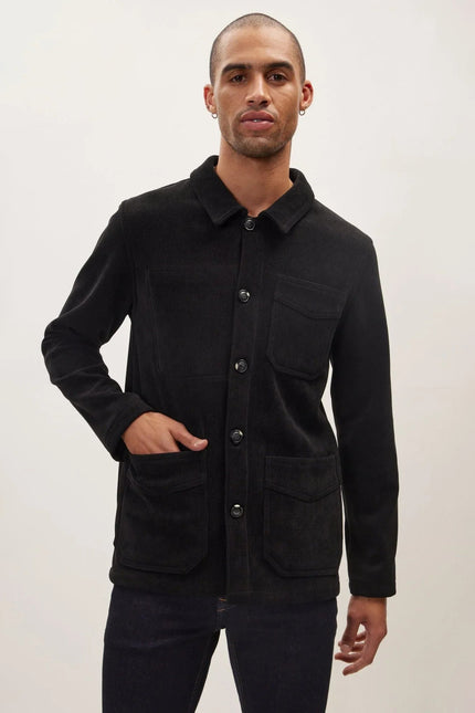 Men's Relaxed Corduroy Chore Coat - Black | Ron Tomson