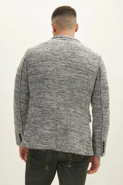 Men's Shawl Collar Cardigan - White Black | Ron Tomson