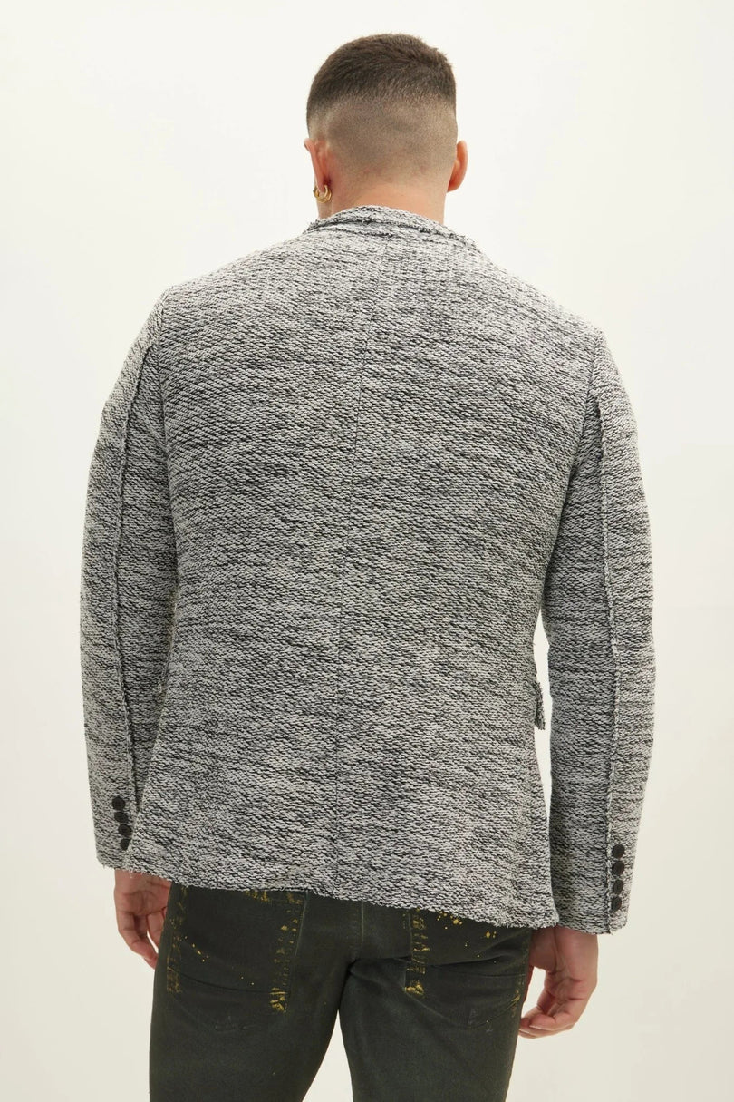 Men's Shawl Collar Cardigan - White Black | Ron Tomson