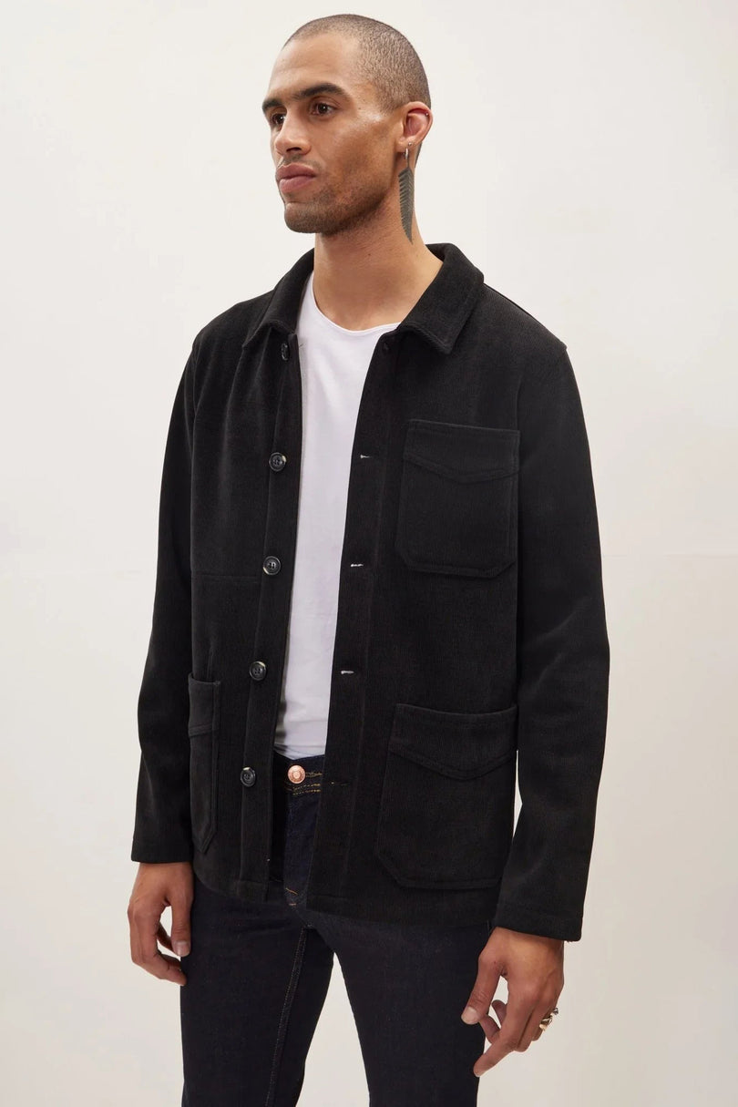 Men's Relaxed Corduroy Chore Coat - Black | Ron Tomson