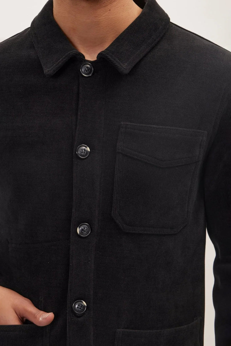 Men's Relaxed Corduroy Chore Coat - Black | Ron Tomson