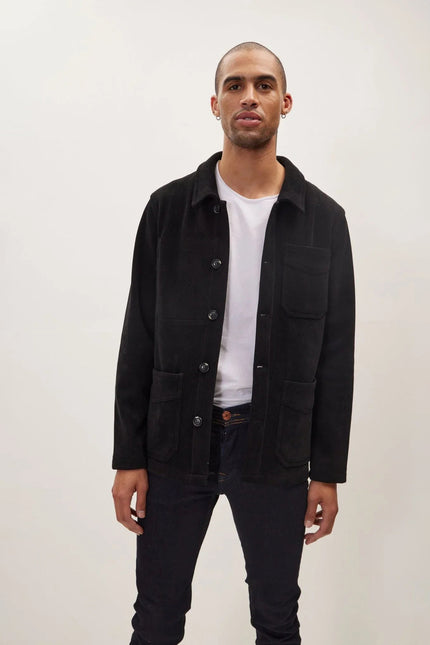 Men's Relaxed Corduroy Chore Coat - Black | Ron Tomson