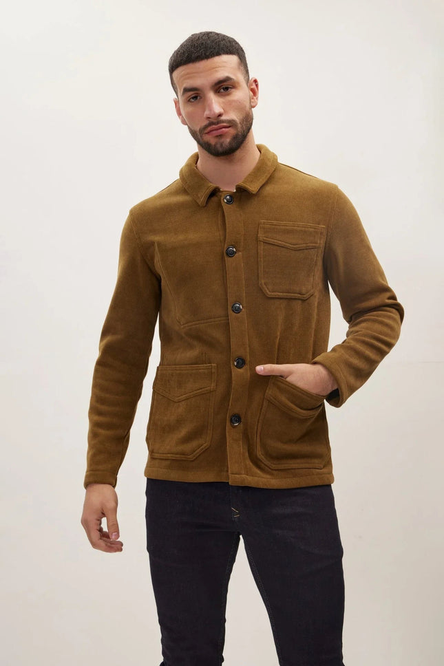 Men's Relaxed Corduroy Chore Coat - Khaki | Ron Tomson