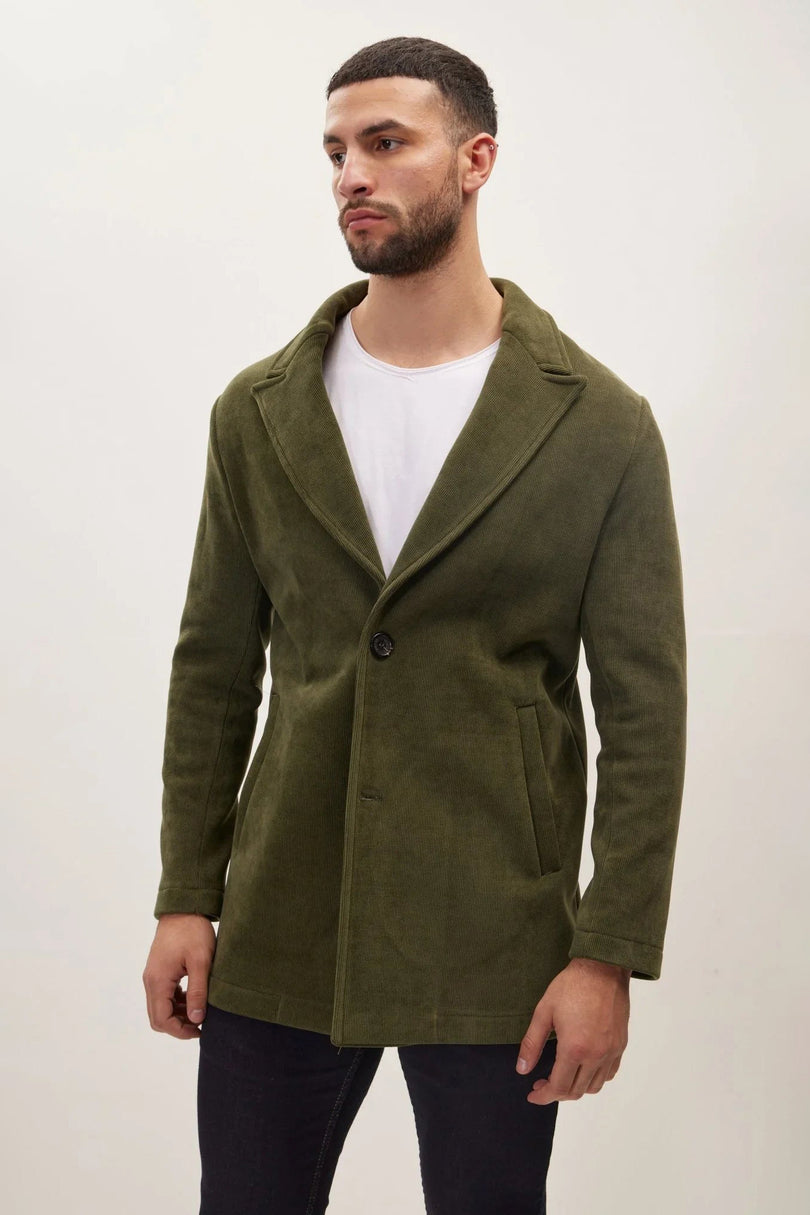 Men's Relaxed Corduroy Chore Coat - Khaki | Ron Tomson