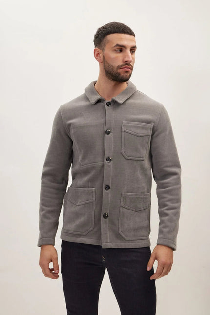 Men's Relaxed Corduroy Chore Coat - Grey | Ron Tomson