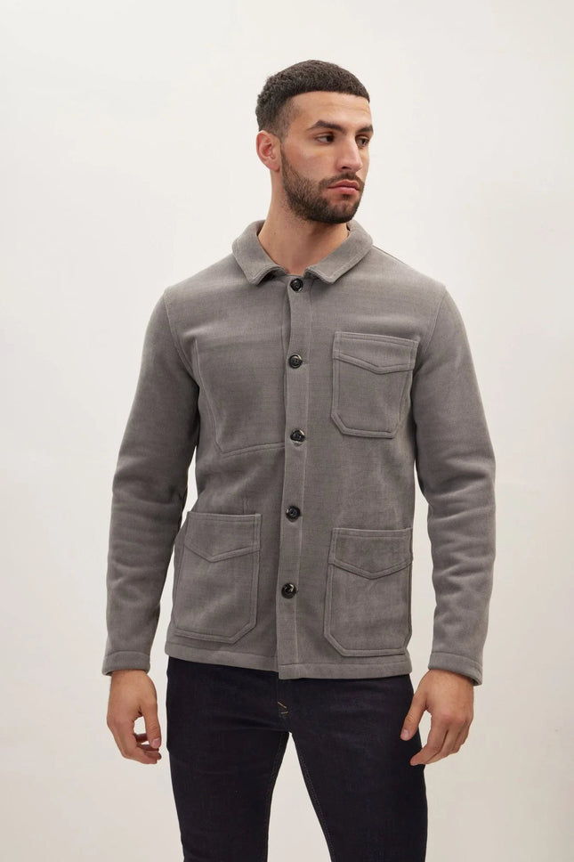 Men's Relaxed Corduroy Chore Coat - Grey | Ron Tomson