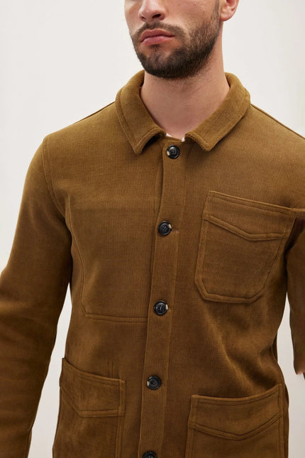 Men's Relaxed Corduroy Chore Coat - Khaki | Ron Tomson
