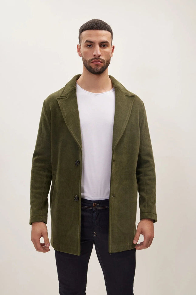 Men's Relaxed Corduroy Chore Coat - Khaki | Ron Tomson