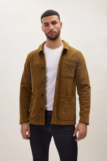 Men's Relaxed Corduroy Chore Coat - Khaki | Ron Tomson