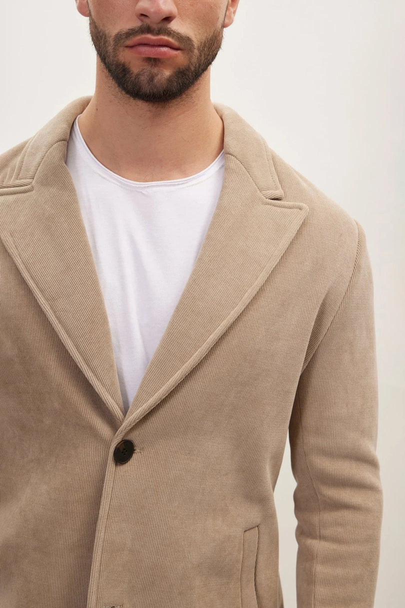 Men's Relaxed Corduroy Chore Coat - Beige | Ron Tomson
