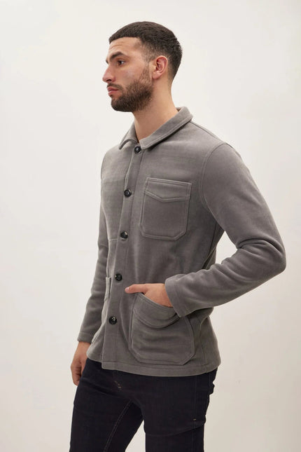 Men's Relaxed Corduroy Chore Coat - Grey | Ron Tomson