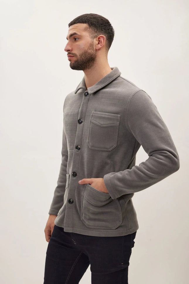 Men's Relaxed Corduroy Chore Coat - Grey | Ron Tomson