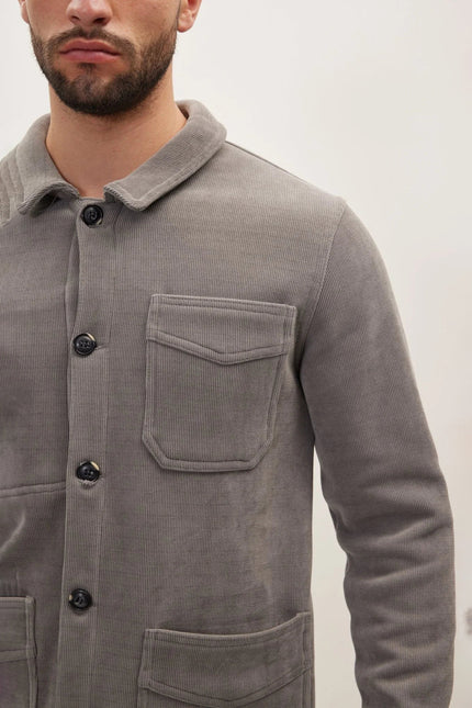 Men's Relaxed Corduroy Chore Coat - Grey | Ron Tomson