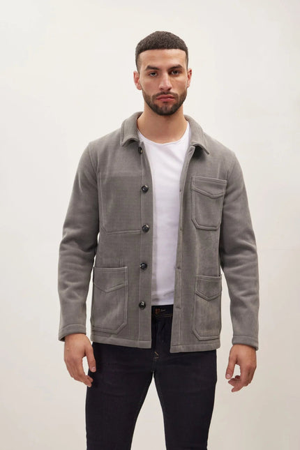 Men's Relaxed Corduroy Chore Coat - Grey | Ron Tomson