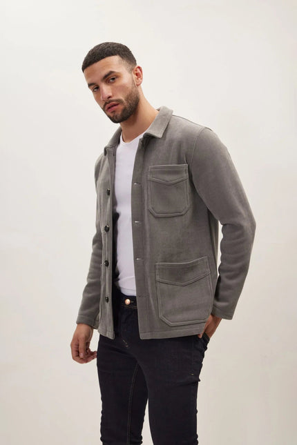 Men's Relaxed Corduroy Chore Coat - Grey | Ron Tomson