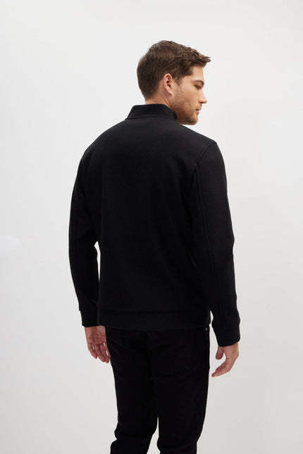Men's Relaxed Unlined Varsity Jacket - Black | Ron Tomson