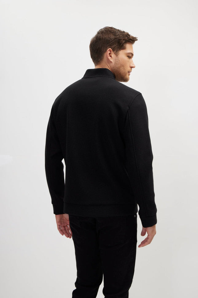 Men's Relaxed Unlined Varsity Jacket - Black | Ron Tomson