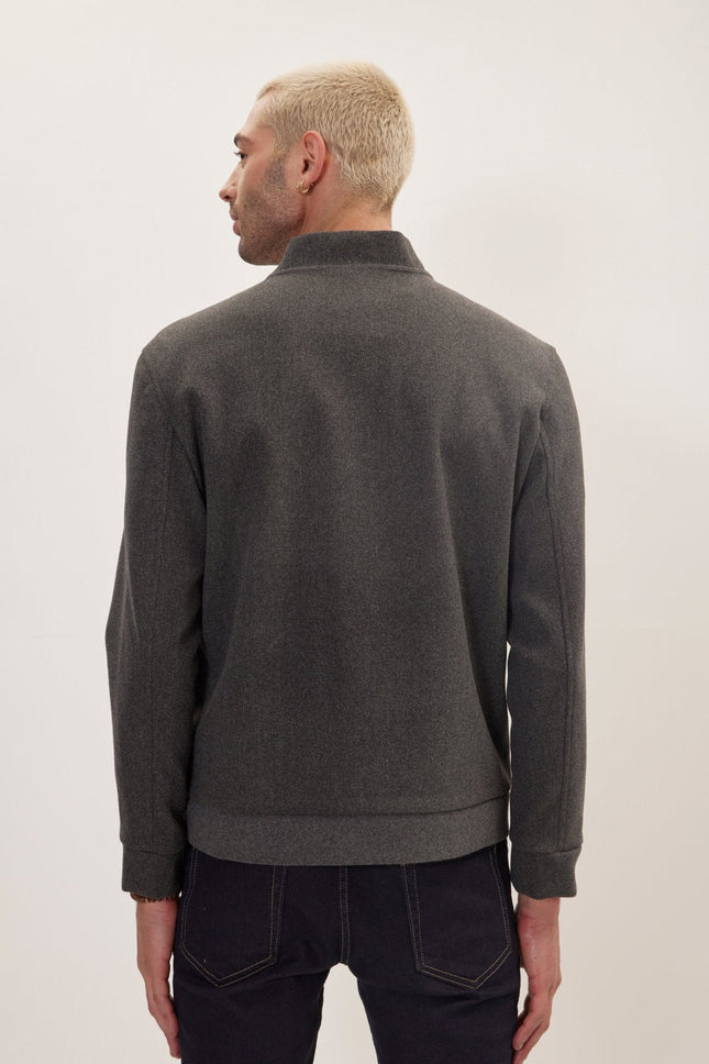 Men's Relaxed Unlined Varsity Zipper Jacket - Anthracite | Ron Tomson