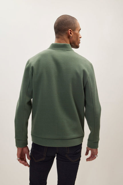 Men's Relaxed Unlined Varsity Zipper Jacket - Teal Green | Ron Tomson