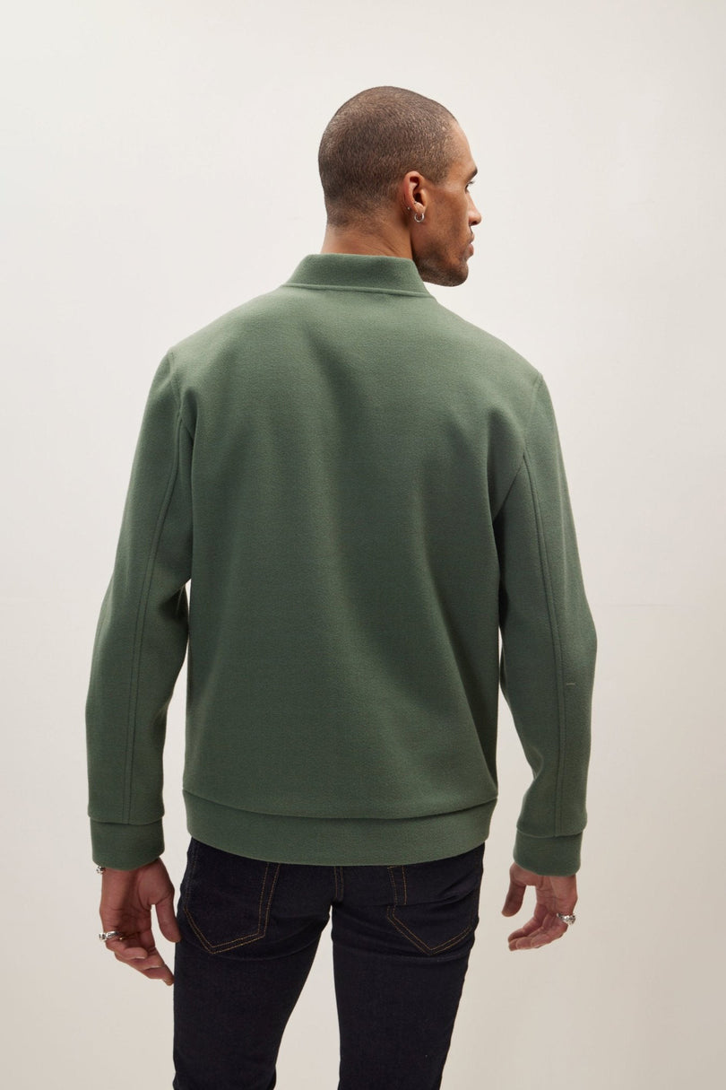 Men's Relaxed Unlined Varsity Zipper Jacket - Teal Green | Ron Tomson