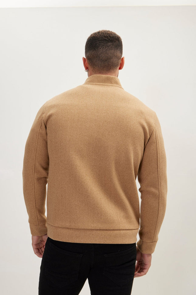 Men's Relaxed Unlined Varsity Jacket - Camel | Ron Tomson