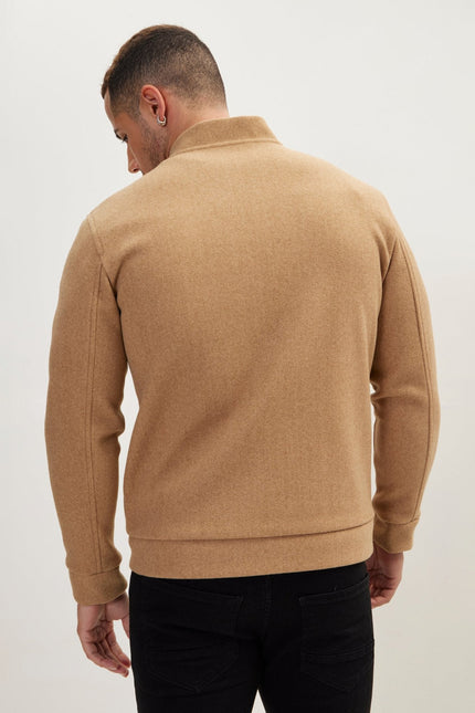 Men's Relaxed Unlined Varsity Jacket - Camel | Ron Tomson