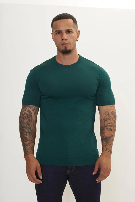 Men's Ribbed Fitted T-Shirt - Green | Ron Tomson