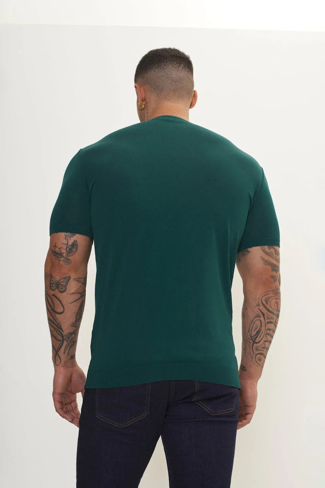 Men's Ribbed Fitted T-Shirt - Green | Ron Tomson