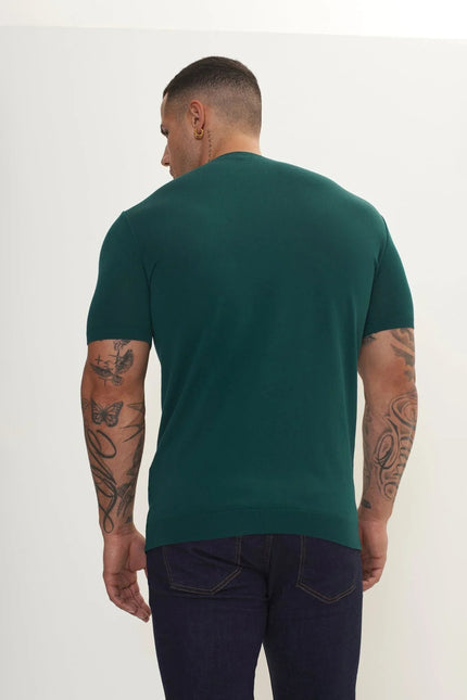 Men's Ribbed Fitted T-Shirt - Green | Ron Tomson
