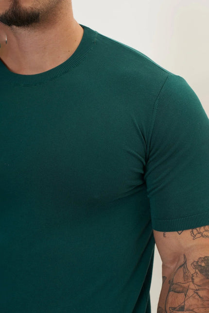 Men's Ribbed Fitted T-Shirt - Green | Ron Tomson