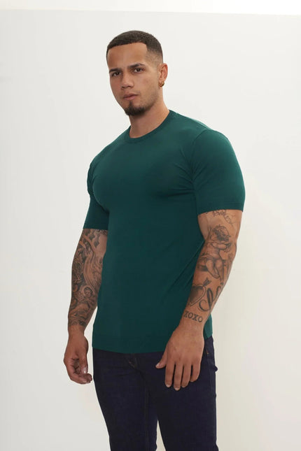 Men's Ribbed Fitted T-Shirt - Green | Ron Tomson