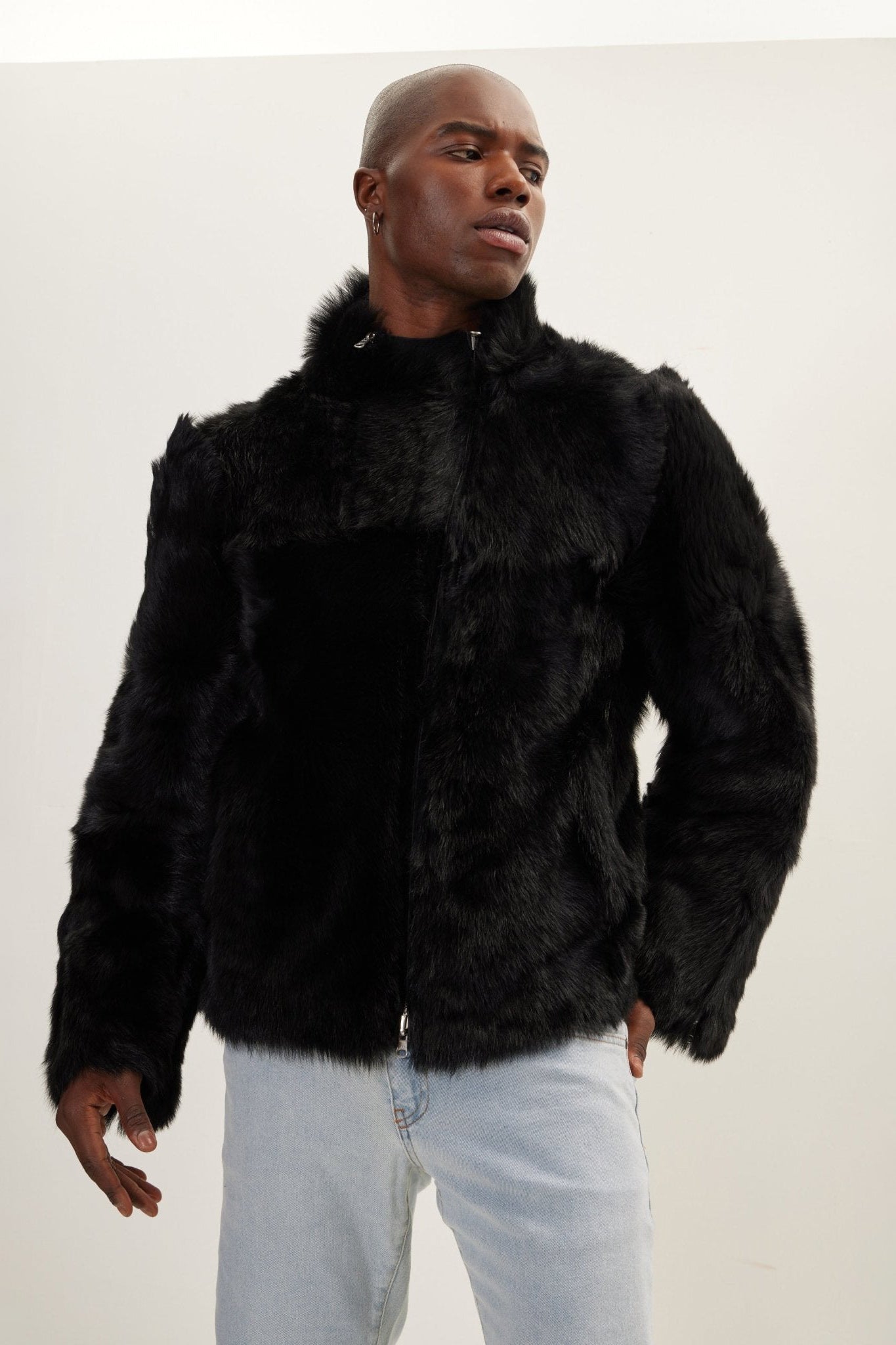 Men's Reversible Toscana Shearling Jacket - Black | Ron Tomson
