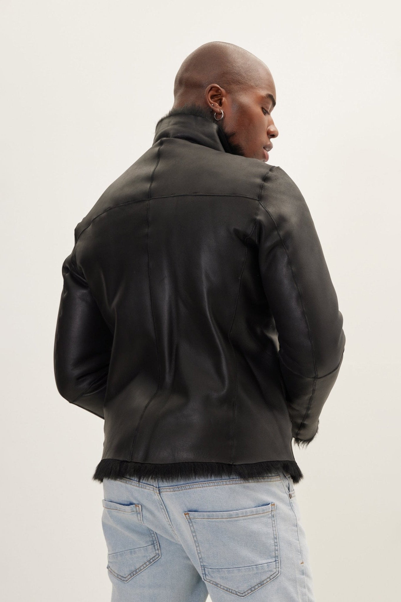Men's Reversible Toscana Shearling Jacket - Black | Ron Tomson