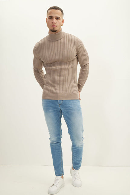 Men's Ribbed Roll Neck Sweater - Vizon | Ron Tomson