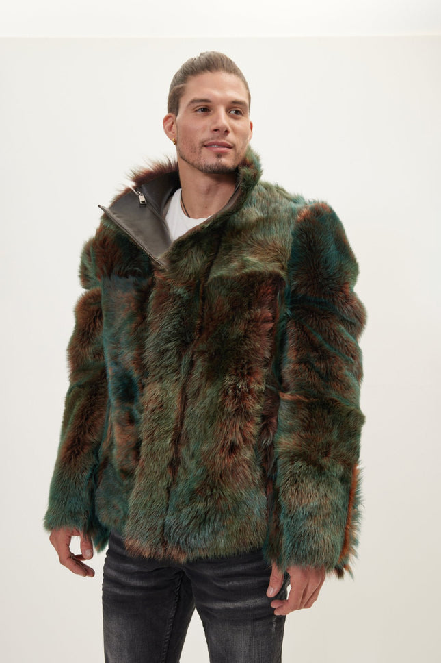 Men's Reversible Shearling Leather Bomber - Dark Brown | Ron Tomson